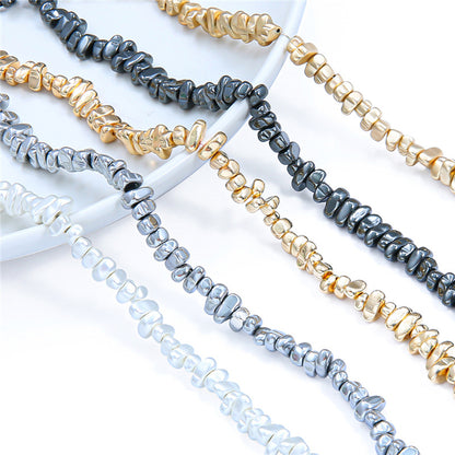 Irregular shaped gravel beads electroplated gold loose beads