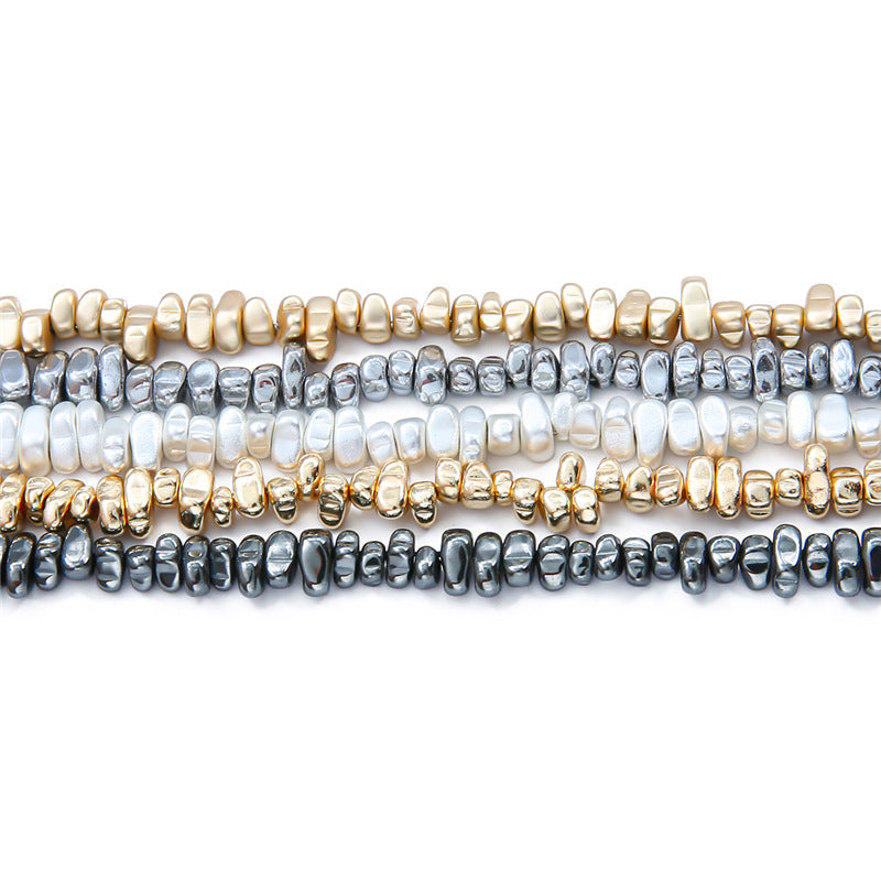 Irregular shaped gravel beads electroplated gold loose beads