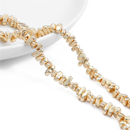 Irregular shaped gravel beads electroplated gold loose beads