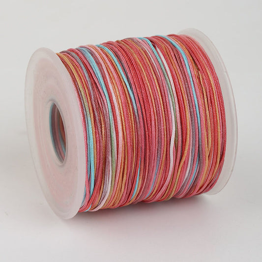 Colorful 0.7mm Nylon Cord for DIY Bracelet Making, Rainbow Variegated Jade Thread, Beading String, Colorfast Craft Cord