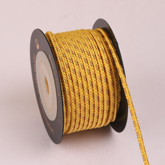 2.5mm 8-Strand Stiff Braided Cord for DIY Jewelry Crafting, Handmade Bracelet Weaving Rope, Gold Accessory String, Multi-Color Options