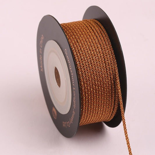 1.2mm Metallic Mambo Braided Cord for DIY Jewelry Crafting, Gold Finish Bracelet String, Polyester Weaving Rope, Decorative Handmade Thread, Multi-Color