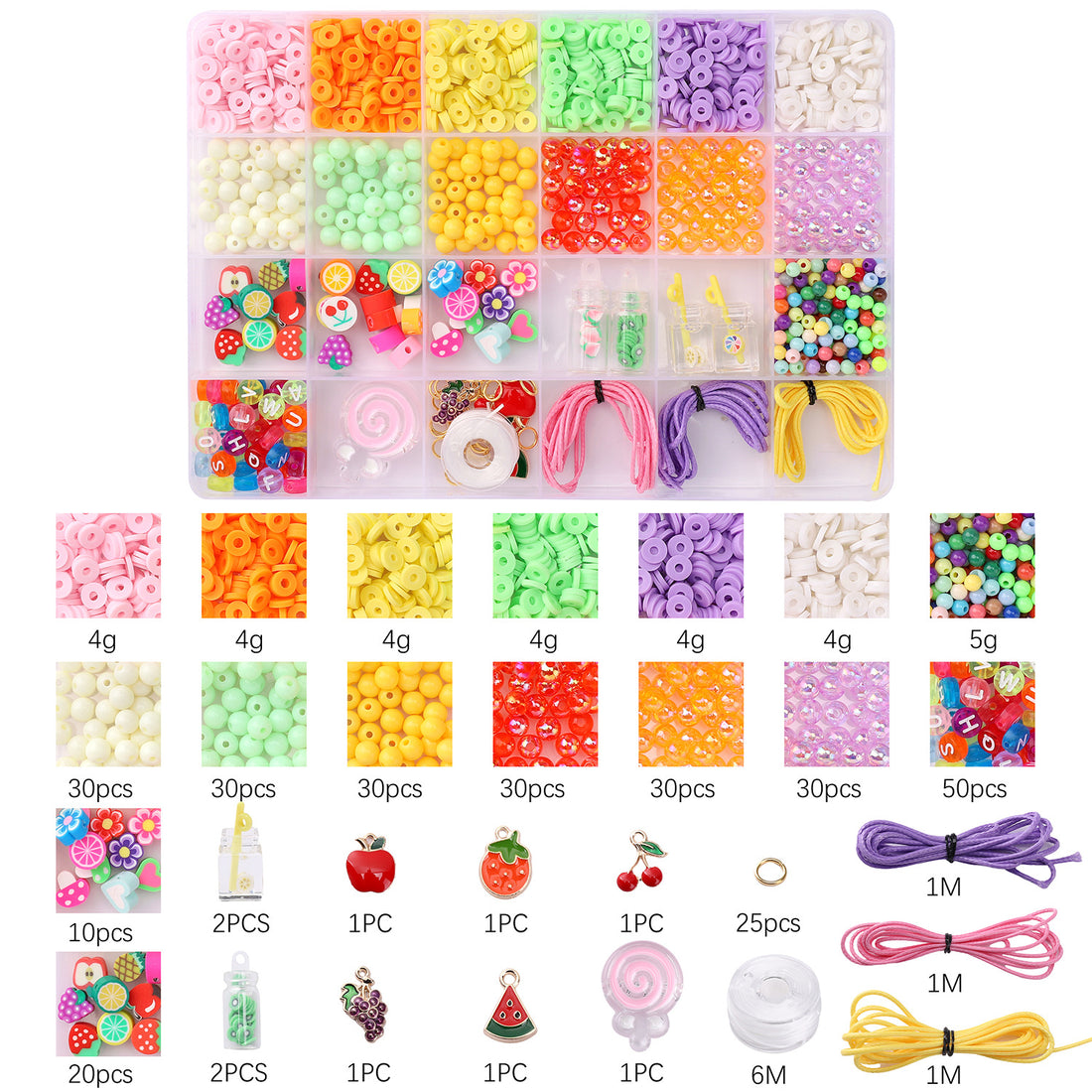 Summer Fruit DIY Jewelry Kit – Polymer Clay Beads Bracelet & Necklace Making Set for Kids & Beginners