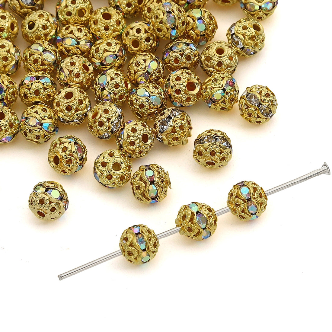 Copper Diamond Spacer Beads Washer Beads Bracelet Making Supplies