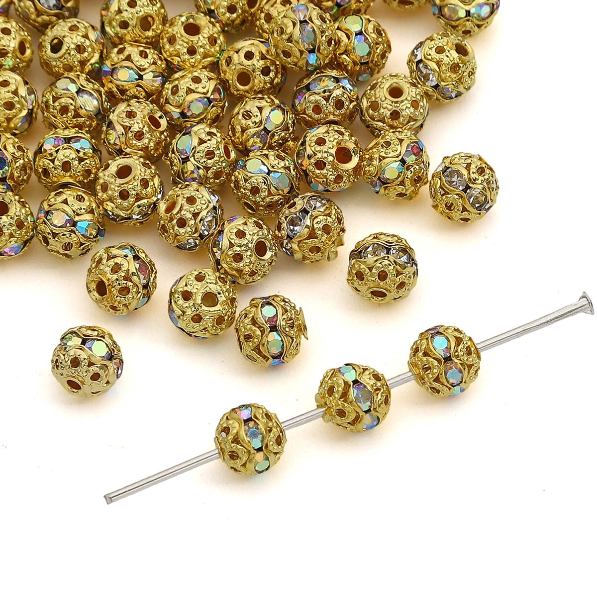 Copper Diamond Spacer Beads Washer Beads Bracelet Making Supplies