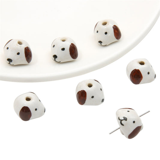 Puppy Hand Painted Ceramic Beads
