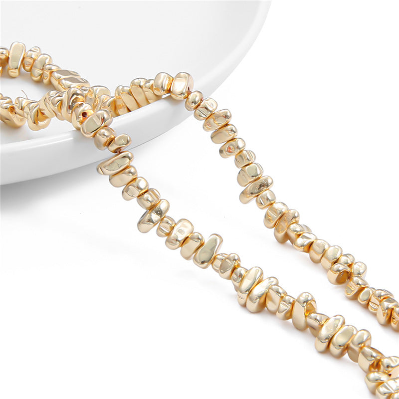 Irregular shaped gravel beads electroplated gold loose beads