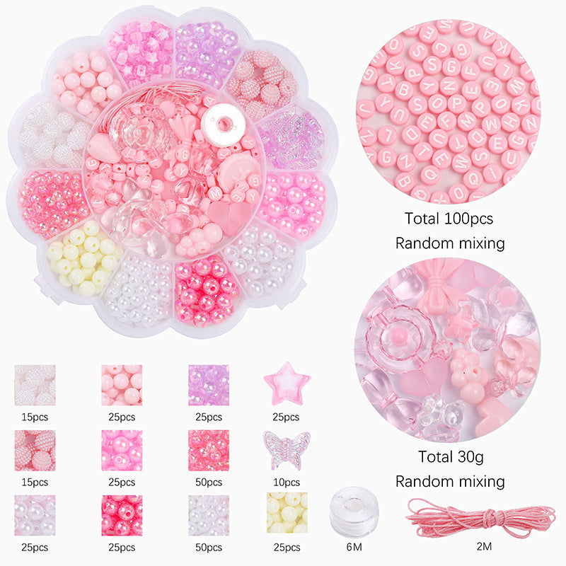 12-Compartment Acrylic Bead Set – Rose, Princess & Plum Blossom DIY Jewelry Kit
