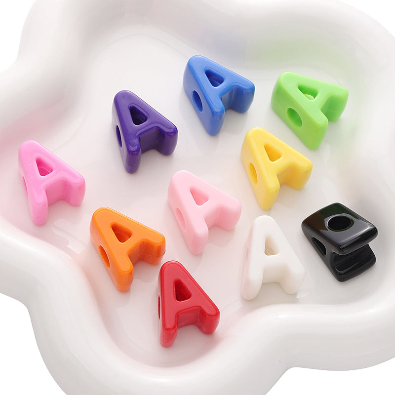 10pcs Acrylic Large Hole Alphabet Beads-A