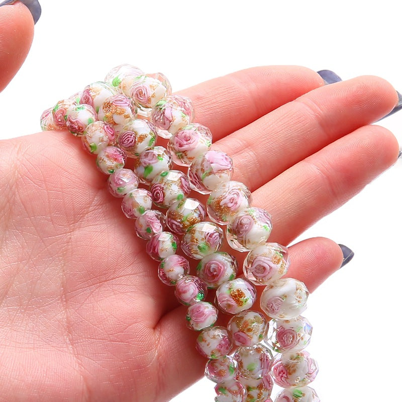 Faceted glass wheel beads