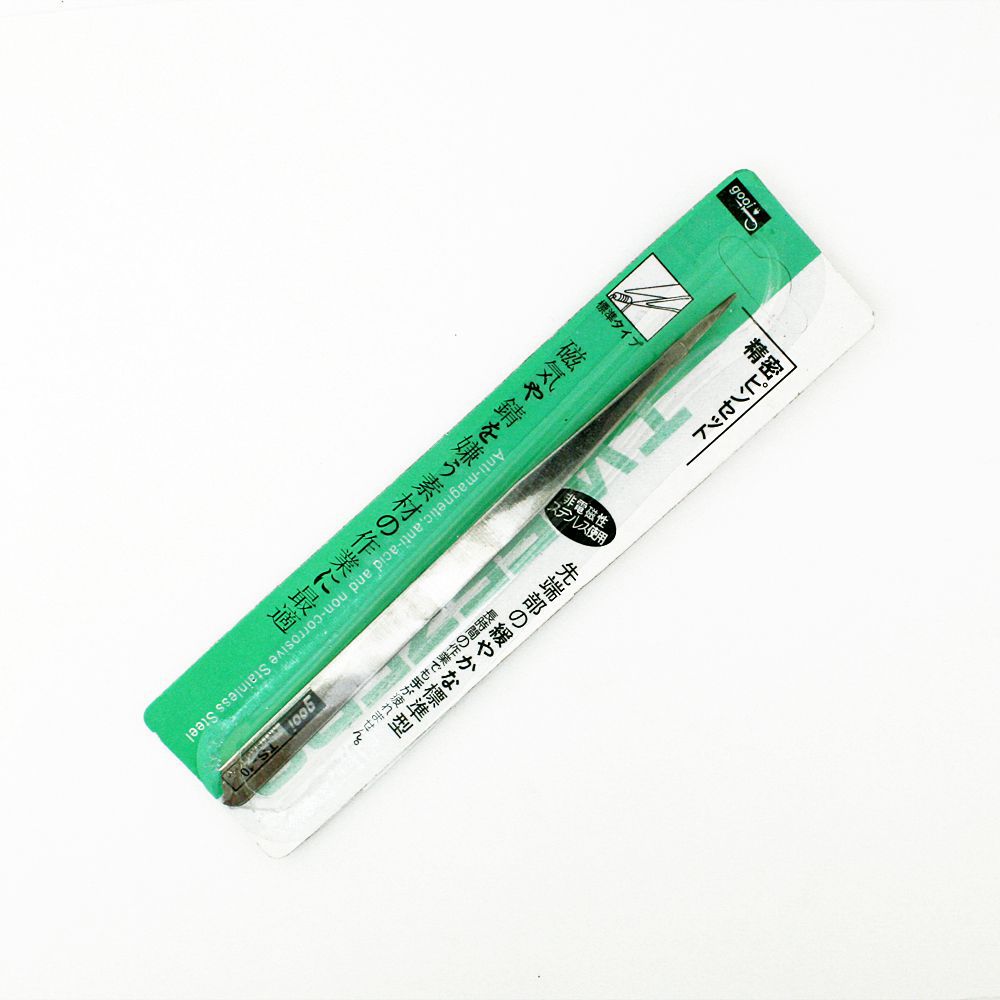 Stainless Steel Jewelry Tweezers (12cm, Straight & Curved Tip)