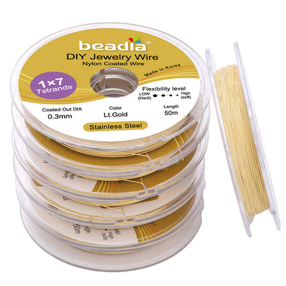 Stainless Steel Gold-Colored Flexible Wire for Jewelry Making