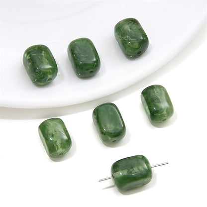 Resin Imitation Stone Amber Smudge Rectangular Beads