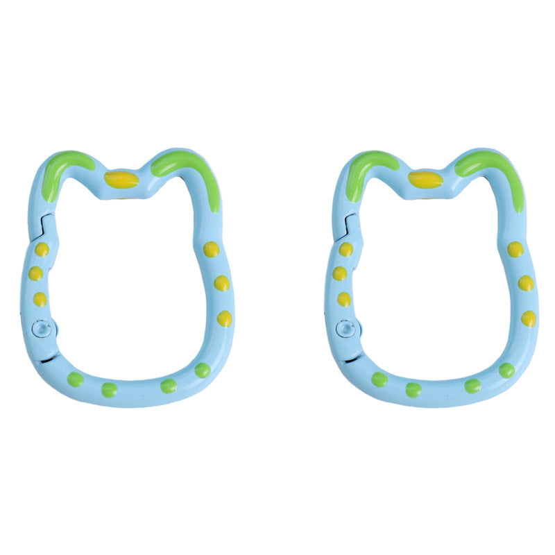 Double-Sided Enamel Lucky Cat Keychain (28×35mm)