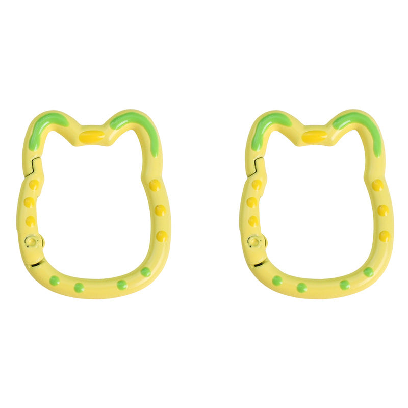Double-Sided Enamel Lucky Cat Keychain (28×35mm)