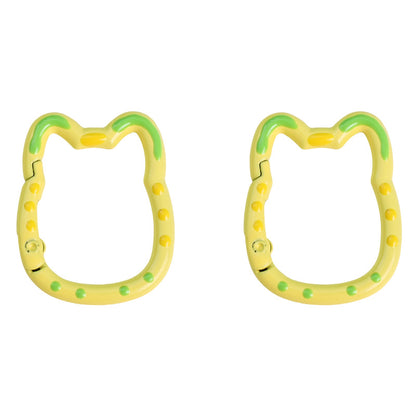 Double-Sided Enamel Lucky Cat Keychain (28×35mm)