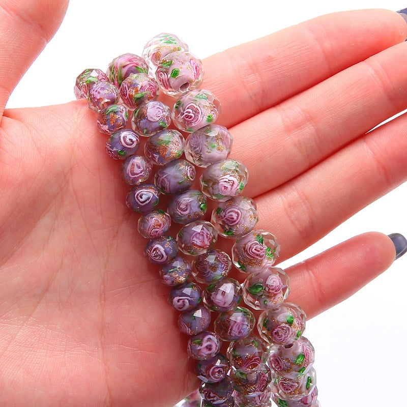 Faceted glass wheel beads