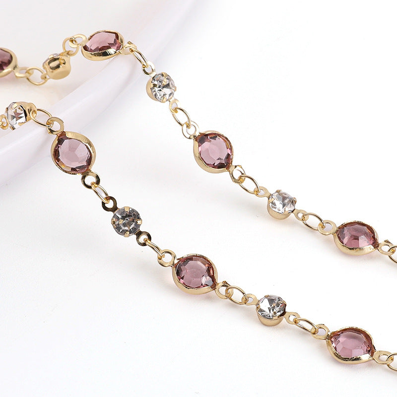 Pure Copper Color-Preserving Edging Glass Diamond Chain DIY
