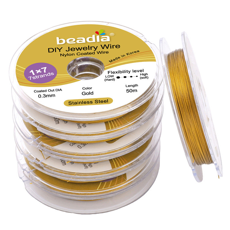 Stainless Steel Gold-Colored Flexible Wire for Jewelry Making