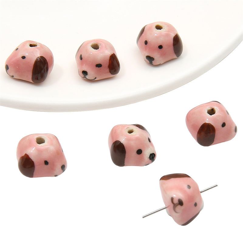 Puppy Hand Painted Ceramic Beads