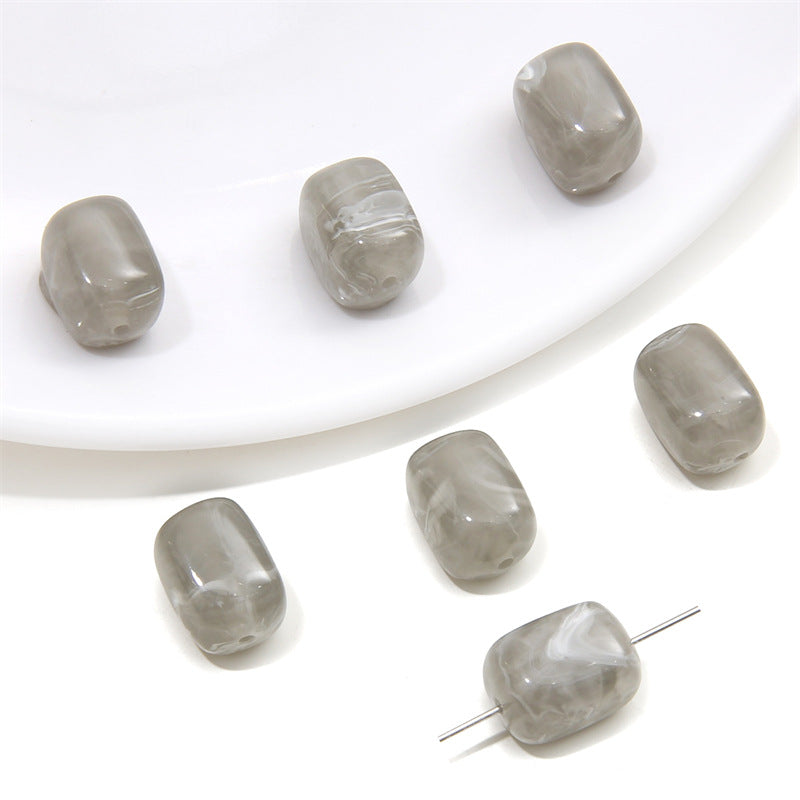 Resin Imitation Stone Amber Smudge Rectangular Beads