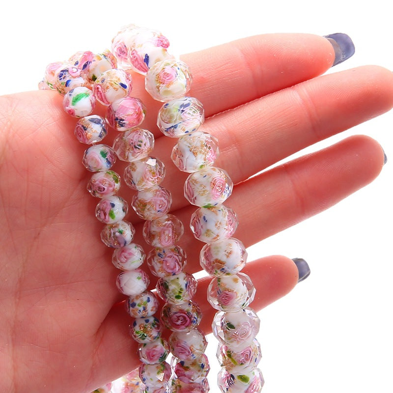 Faceted glass wheel beads