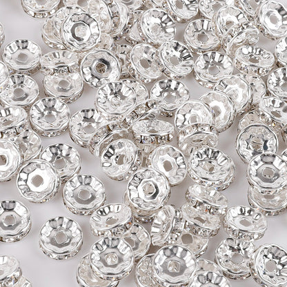 50pcs Electroplated White Wheel Drill Ring Spacer Beads