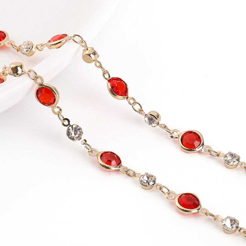 Pure Copper Color-Preserving Edging Glass Diamond Chain DIY