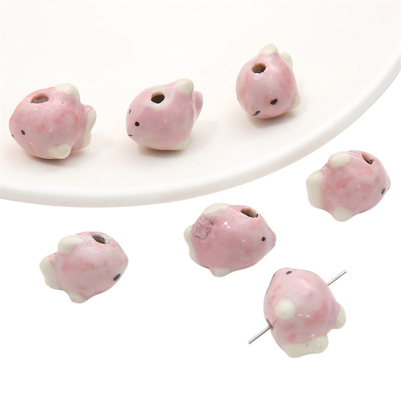Small Fish Hand-Painted Ceramic Beads