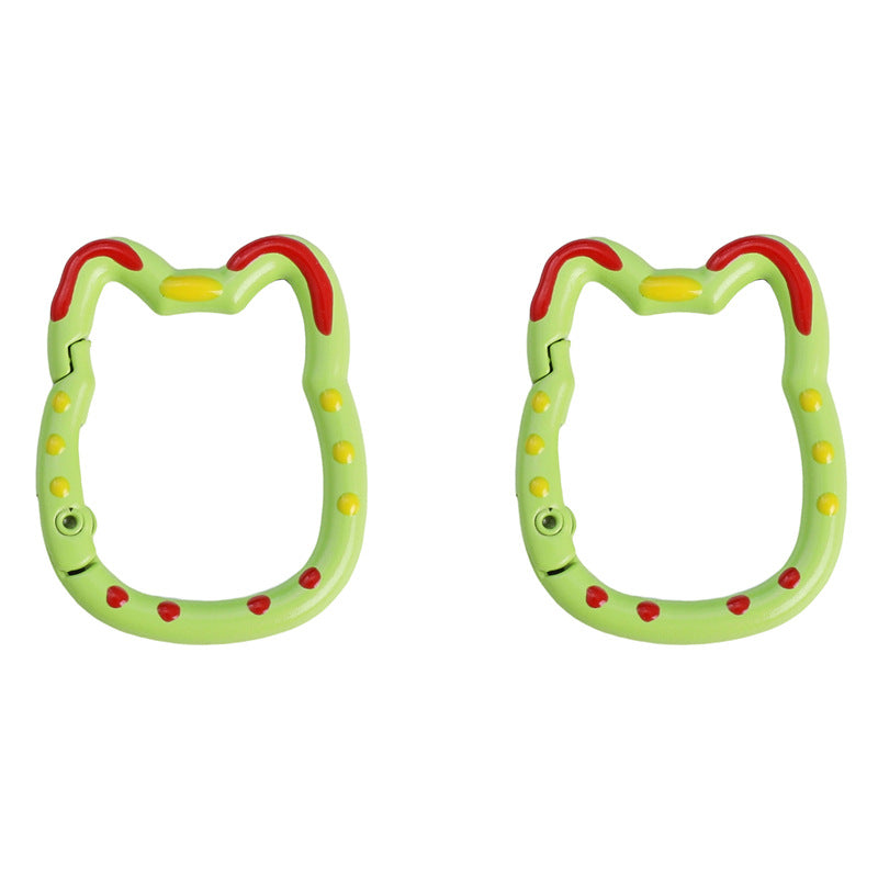 Double-Sided Enamel Lucky Cat Keychain (28×35mm)