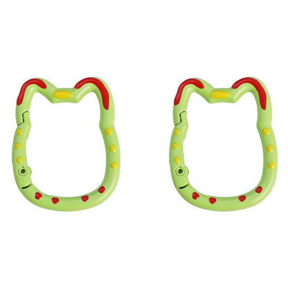 Double-Sided Enamel Lucky Cat Keychain (28×35mm)
