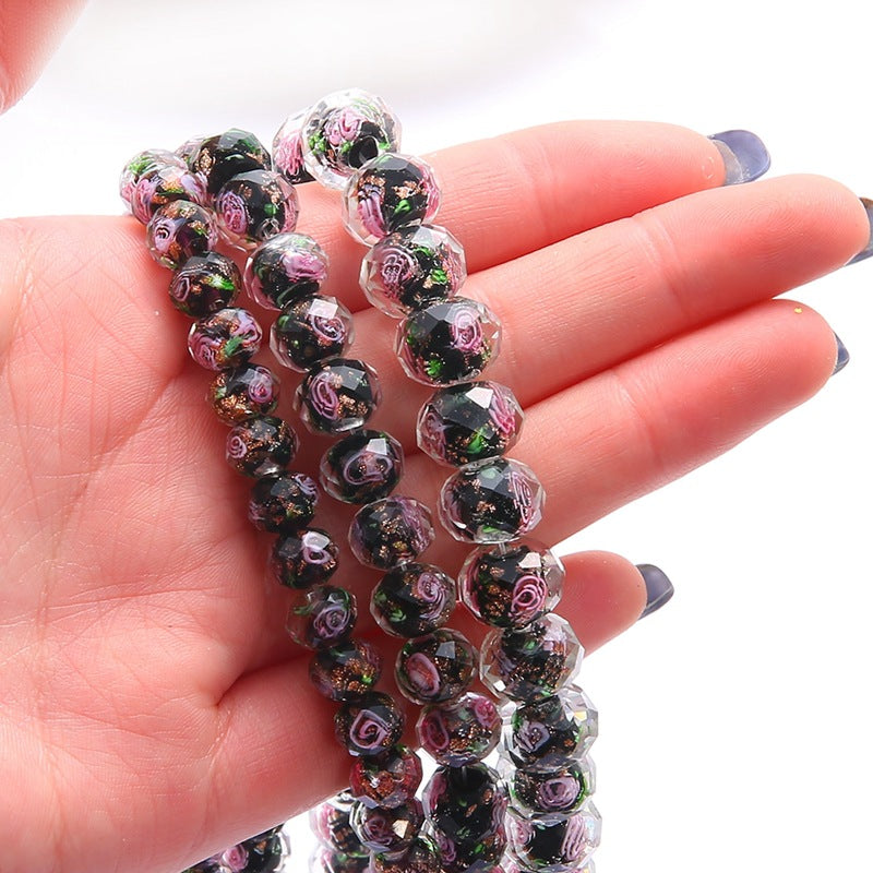 Faceted glass wheel beads
