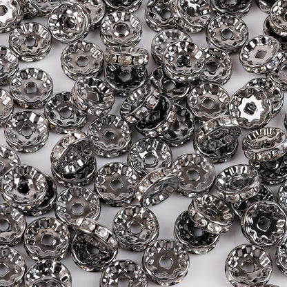 50pcs Electroplated White Wheel Drill Ring Spacer Beads
