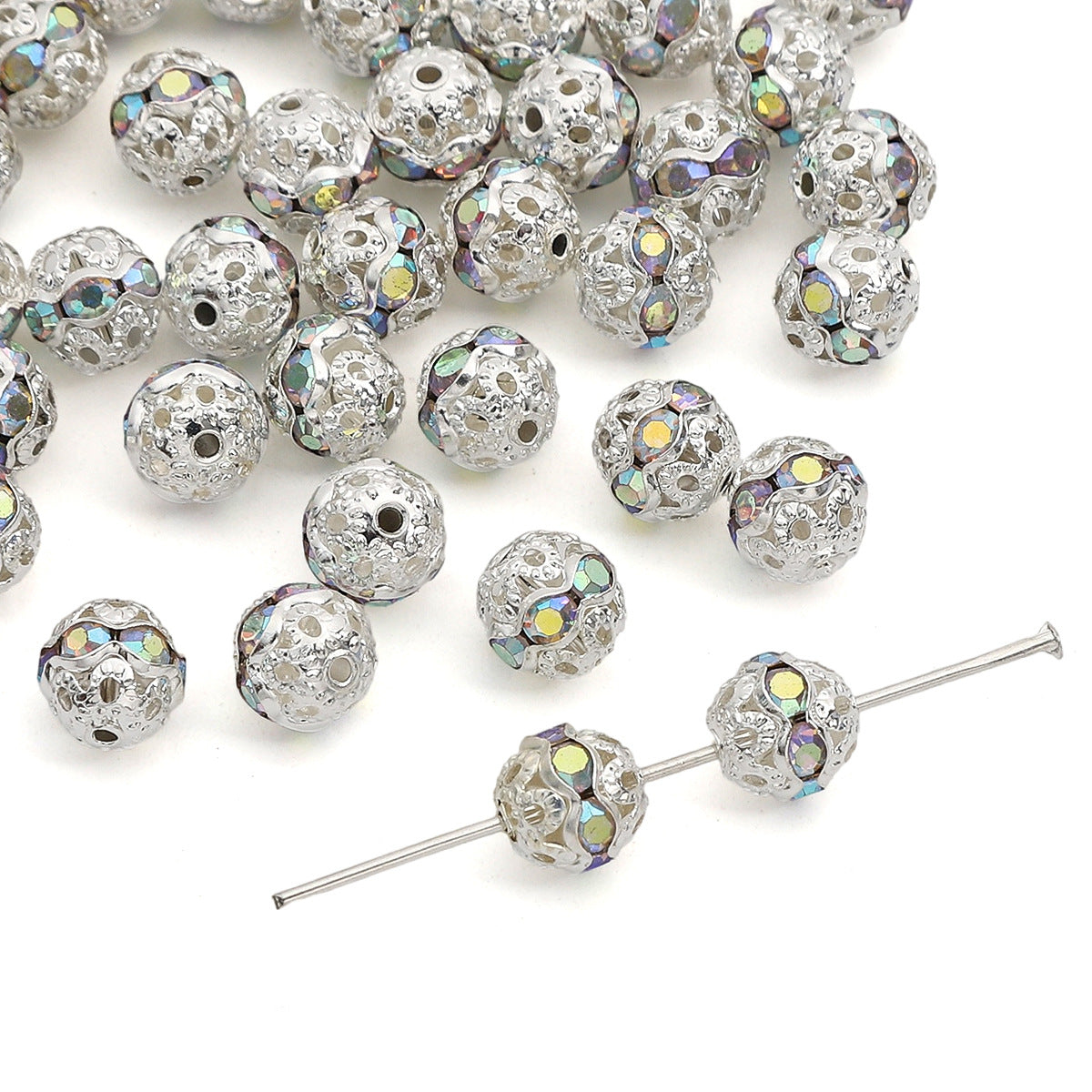 Copper Diamond Spacer Beads Washer Beads Bracelet Making Supplies