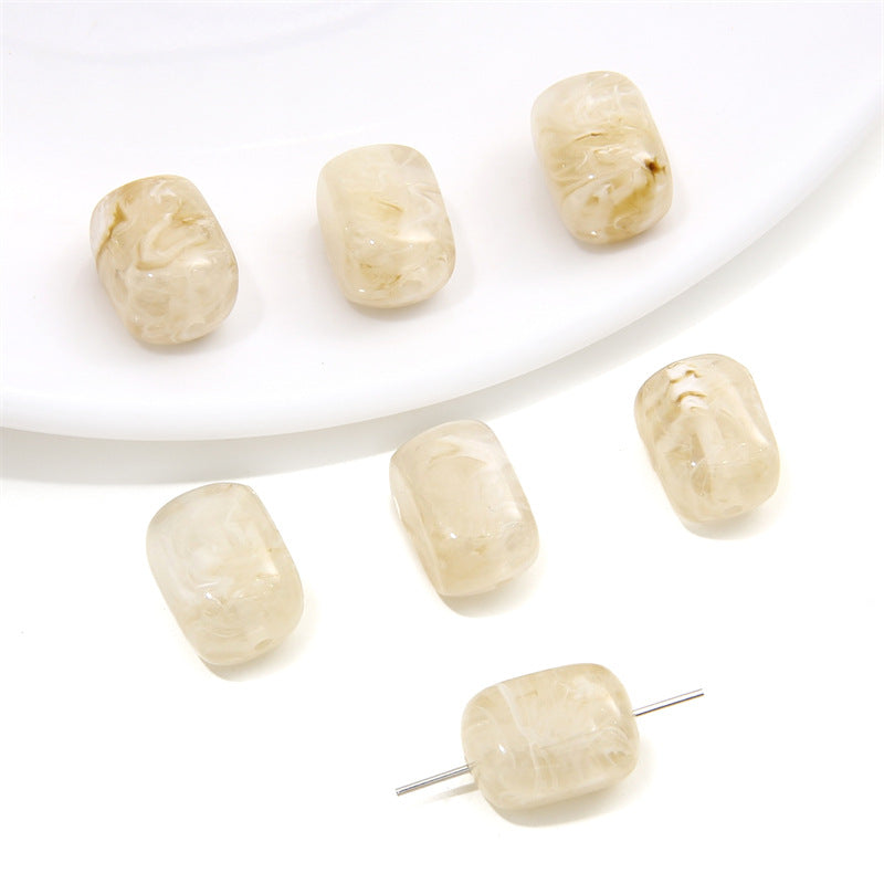 Resin Imitation Stone Amber Smudge Rectangular Beads