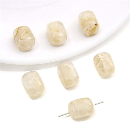 Resin Imitation Stone Amber Smudge Rectangular Beads