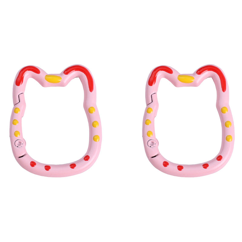 Double-Sided Enamel Lucky Cat Keychain (28×35mm)