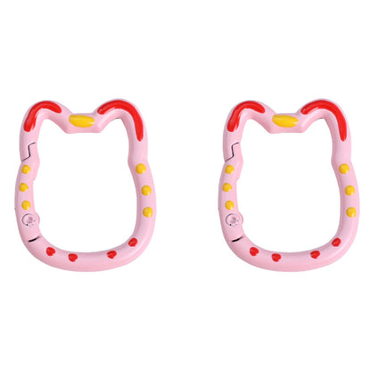 Double-Sided Enamel Lucky Cat Keychain (28×35mm)