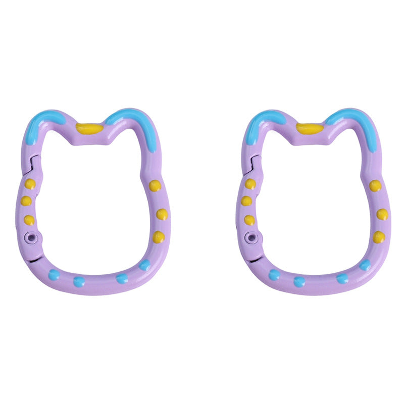Double-Sided Enamel Lucky Cat Keychain (28×35mm)