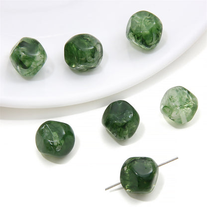 Resin Imitation Stone Amber Smudge Rectangular Beads