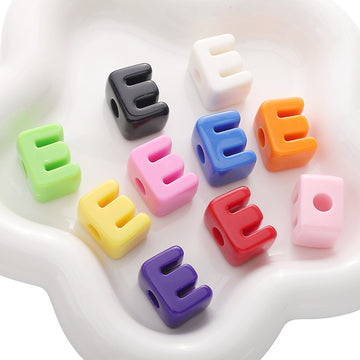 10pcs Acrylic Large Hole Alphabet Beads-E