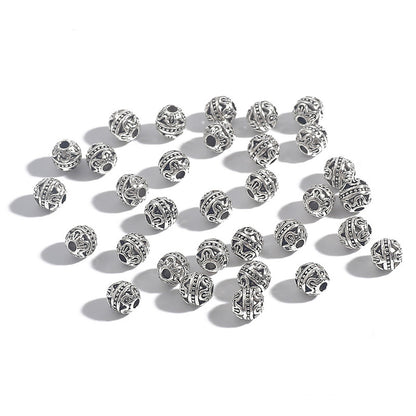 DIY Alloy Hollow Bead Components (Antique Silver Plated)