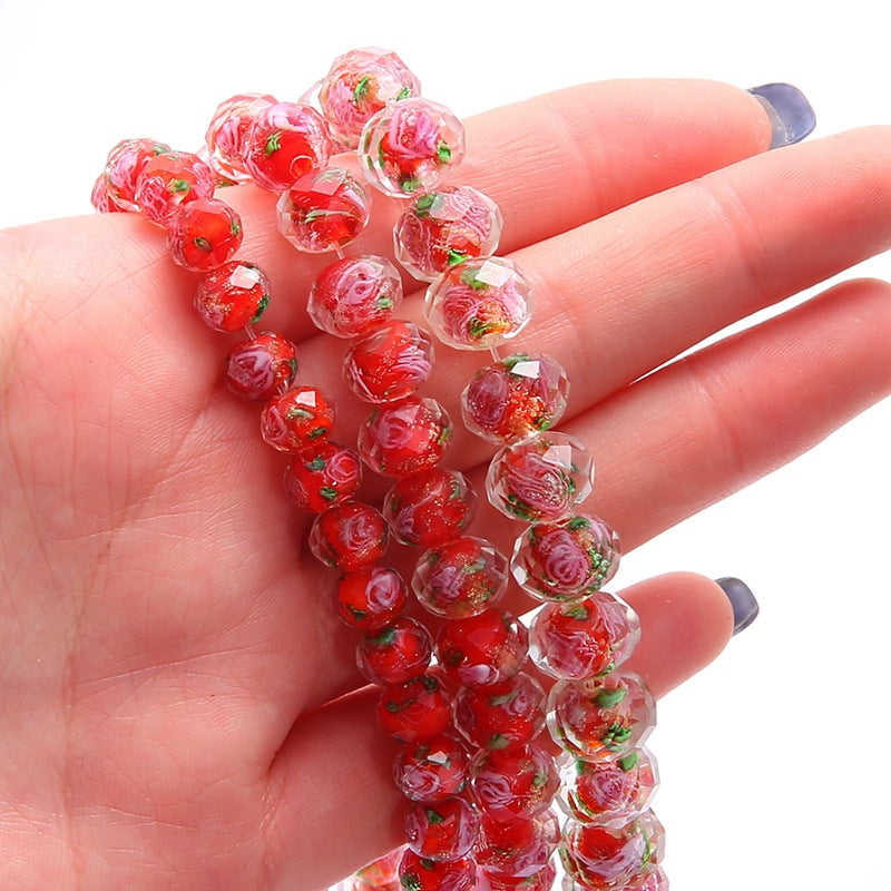 Faceted glass wheel beads