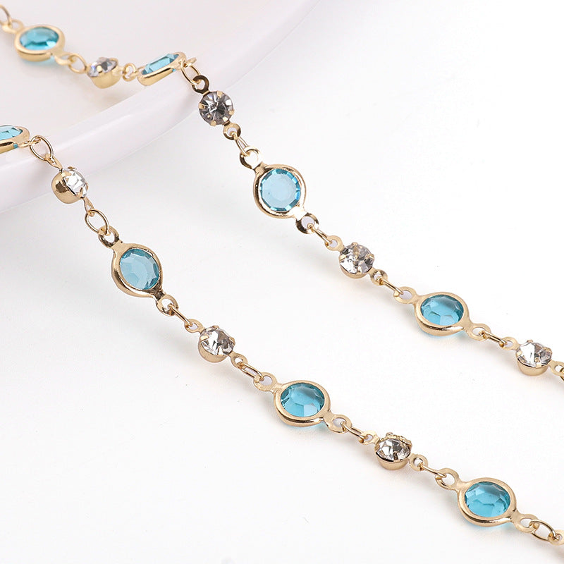 Pure Copper Color-Preserving Edging Glass Diamond Chain DIY