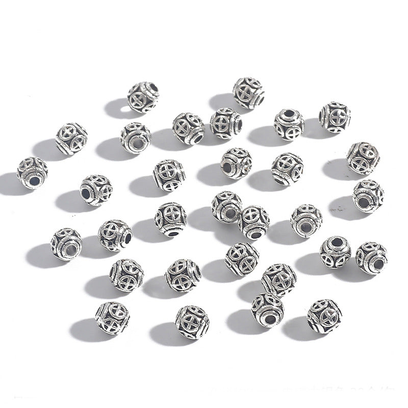 DIY Alloy Hollow Bead Components (Antique Silver Plated)