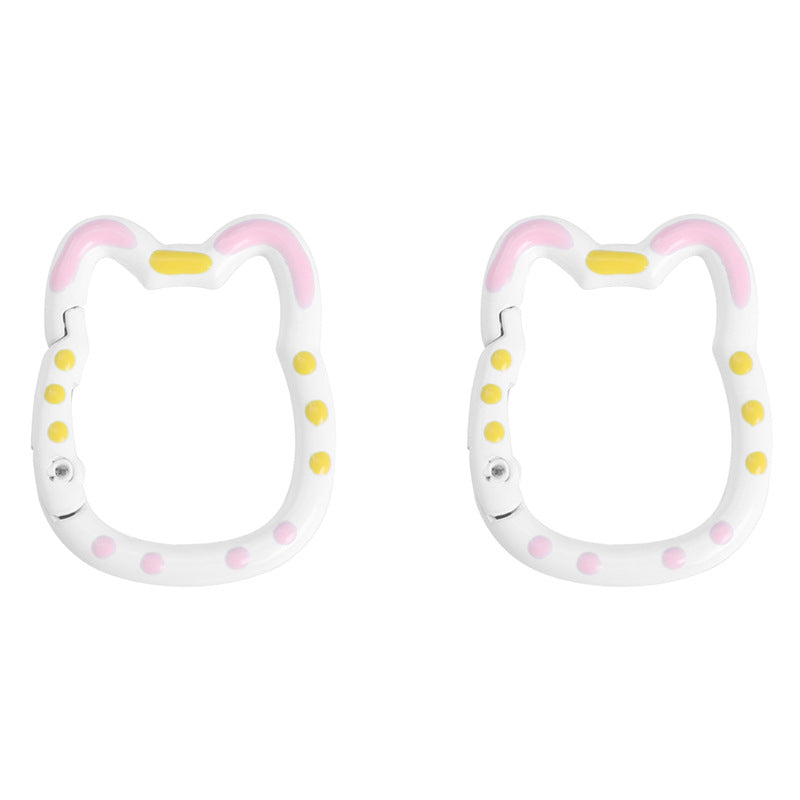 Double-Sided Enamel Lucky Cat Keychain (28×35mm)