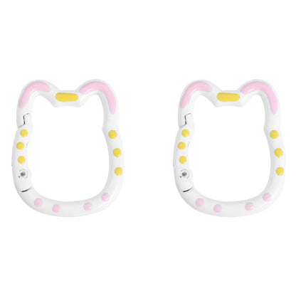 Double-Sided Enamel Lucky Cat Keychain (28×35mm)