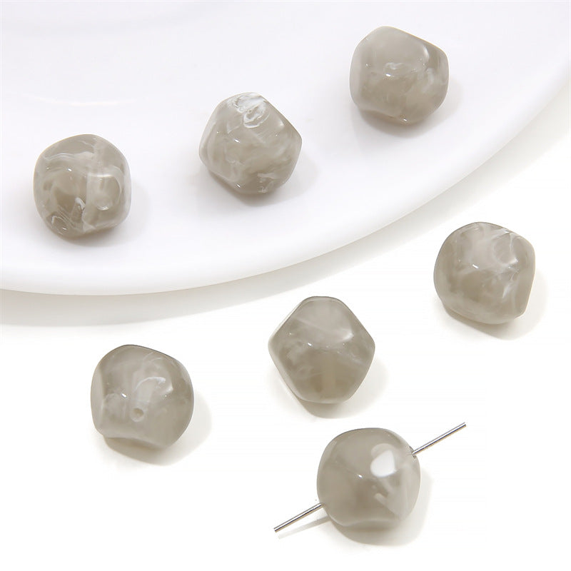 Resin Imitation Stone Amber Smudge Rectangular Beads