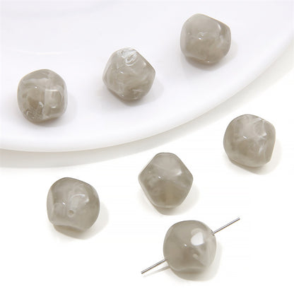 Resin Imitation Stone Amber Smudge Rectangular Beads