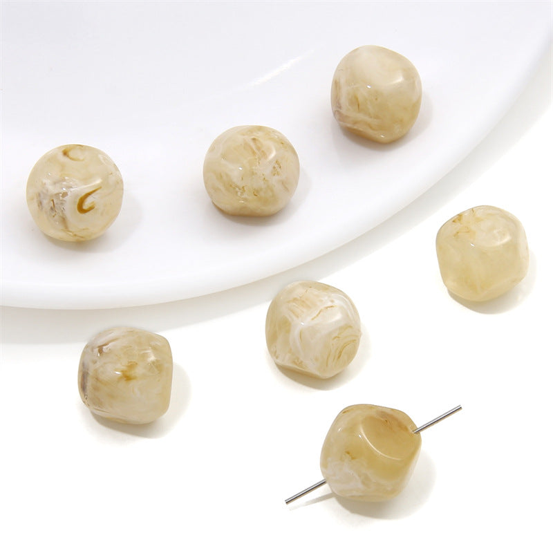 Resin Imitation Stone Amber Smudge Rectangular Beads